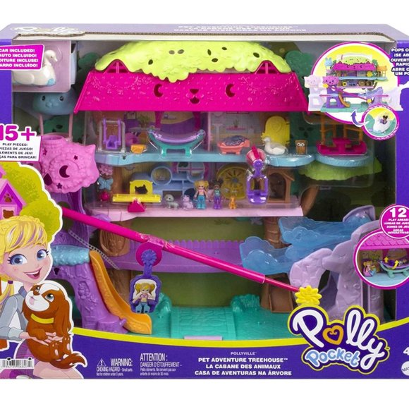 Polly Pocket Doll House, Pet Adventure Treehouse and 2 Dolls, Mini Toys - Picture 6 of 6